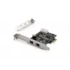 DIGITUS IEEE 1394b (FireWire 800) PCIe kortelė, 3 prievadai (2 išoriniai + 1 vidinis 9 kontaktų)