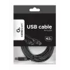 USB kabelis, Gembird 4.5m USB 2.0 A/B M, juodas, vyriškas/vyriškas