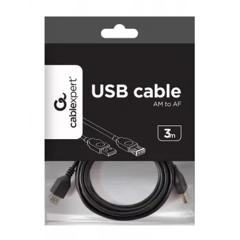 GEMBIRD USB 2.0 Type-A (kištukas) į USB Type-A (lizdas) prailginimo laidas, 1 m – juoda