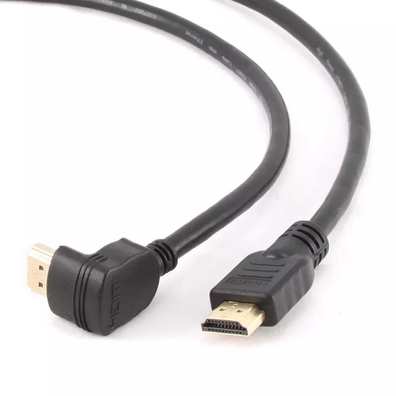 GEMBIRD Didelės spartos HDMI laidas su Ethernet, 90 laipsnių kampu į viršų, 3 m