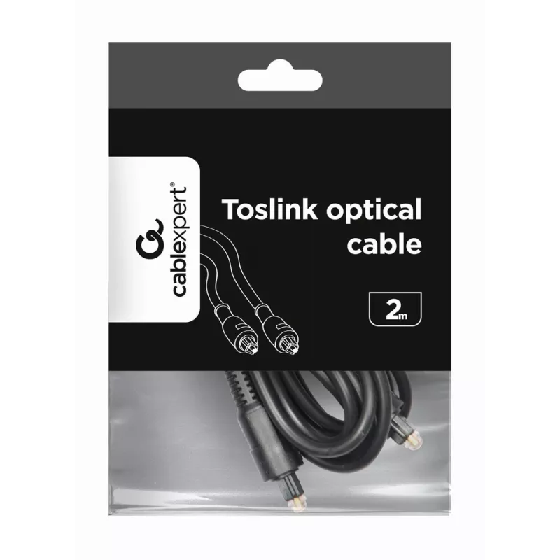 Gembird Toslink garso kabelis, 2 m, juodas, kištukas–kištukas