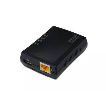 DIGITUS Daugiafunkcis USB tinklo serveris, 1 prievado tinklo USB šakotuvas, NAS, spausdinimo serveris USB 2.0, RJ45