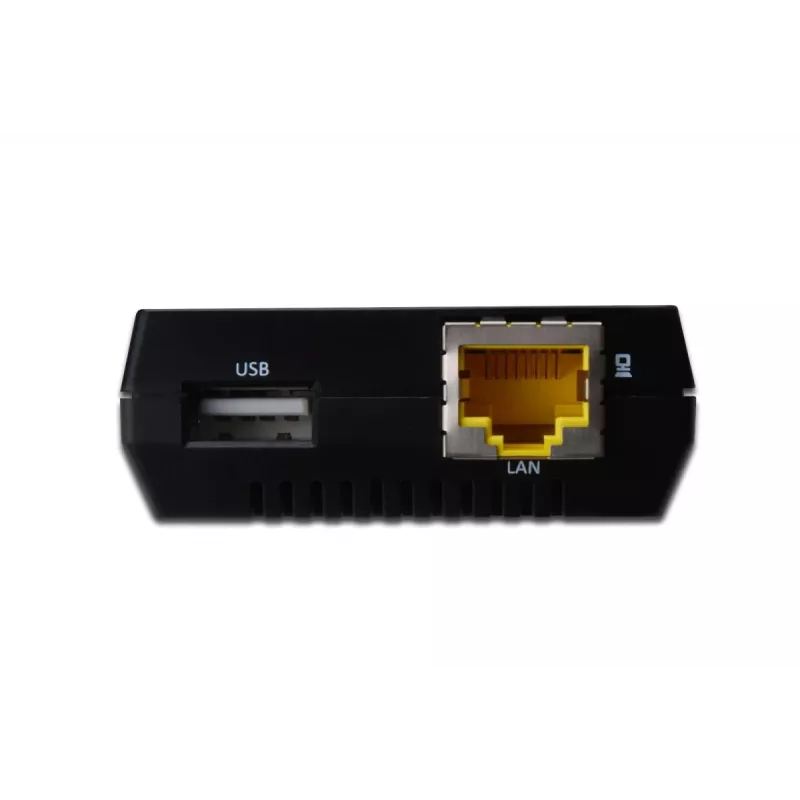 DIGITUS Daugiafunkcis USB tinklo serveris, 1 prievado tinklo USB šakotuvas, NAS, spausdinimo serveris USB 2.0, RJ45