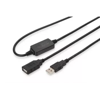 DIGITUS USB 2.0 aktyvus ilginimo kabelis USB A vyras / A moteris 10 m (DA-73100-1)