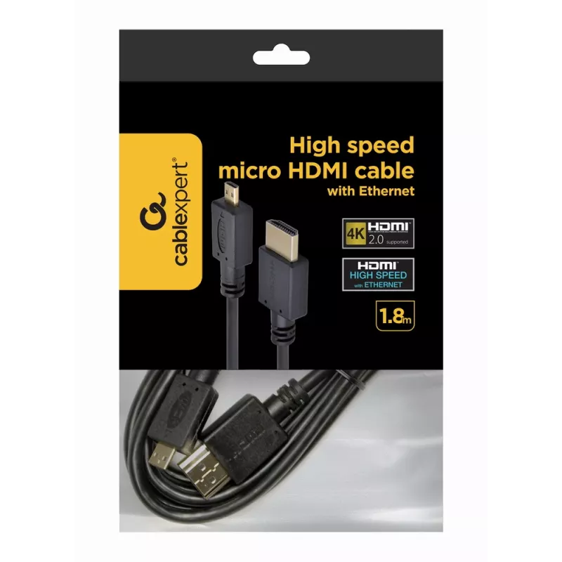 GEMBIRD HDMI vyriškas į mikro D vyrišką laidas su paauksuotomis jungtimis 2,0 m juodas