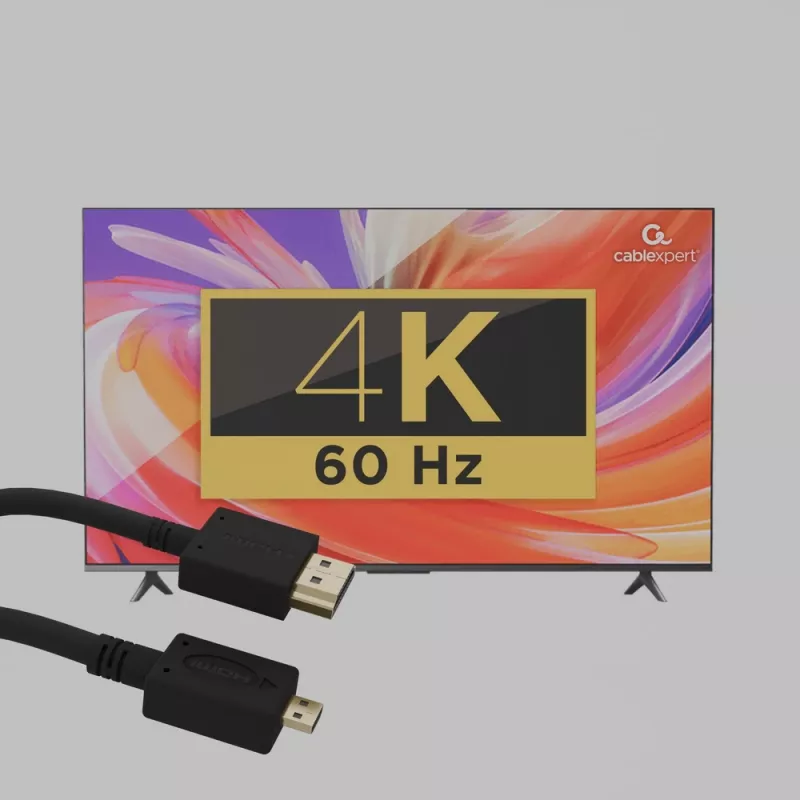 GEMBIRD HDMI vyriškas į mikro D vyrišką laidas su paauksuotomis jungtimis 2,0 m juodas