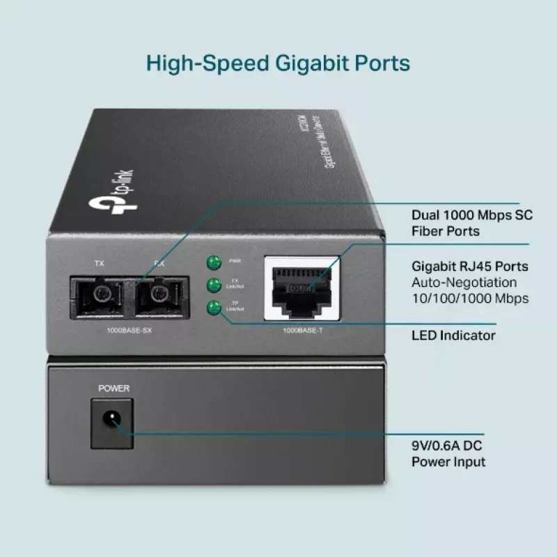 TP-Link MC200CM Gigabit medijos keitiklis, 1000 Mbit/s, kelių režimų šviesolaidis