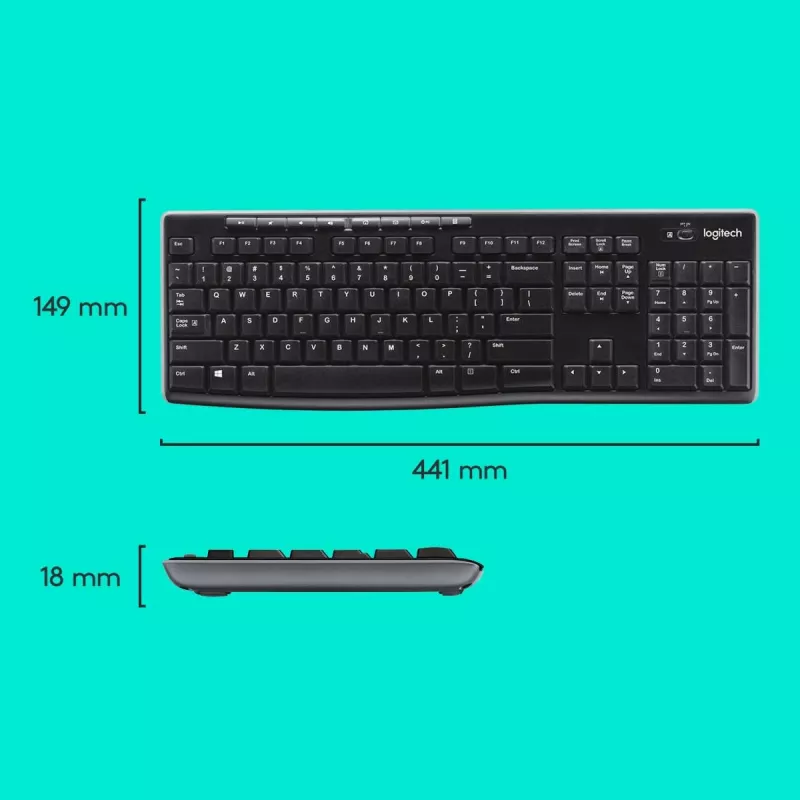 LOGITECH Wireless Desktop MK270 – belaidis klaviatūros ir pelės rinkinys, QWERTY US Int, juodas