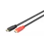 DIGITUS ASSMANN HDMI High Speed kabelis, tipas A, su stiprintuvu, vyriškas/vyriškas, 15 m su Ethernet, Ultra HD 24p, CE, juodas auksinis