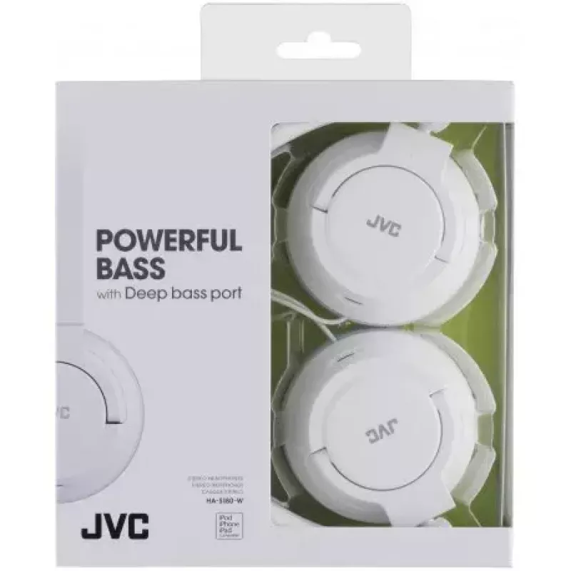 Ausinės JVC HA-S180-W-E laidinės, ant ausų, balta