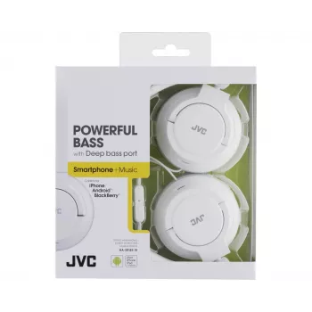 JVC HA-SR185-W-E Lengvos ausinės, Laidinės, 10–22000 Hz, Skambučiai/Muzika, 108 g, Ausinių komplektas, Balta