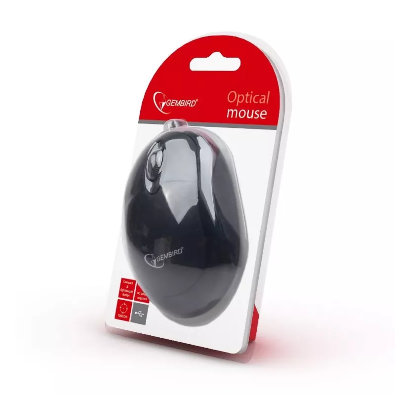 GEMBIRD MUS-U-01 Laidinė optinė pelė, 3 mygtukai, slinkimo ratukas, USB, juoda