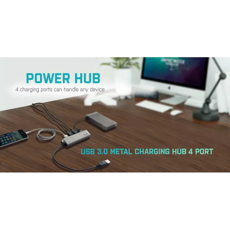 USB HUB i-tec Metal Superspeed USB 3.0 4 prievadų 5000 Mbit/s pilka