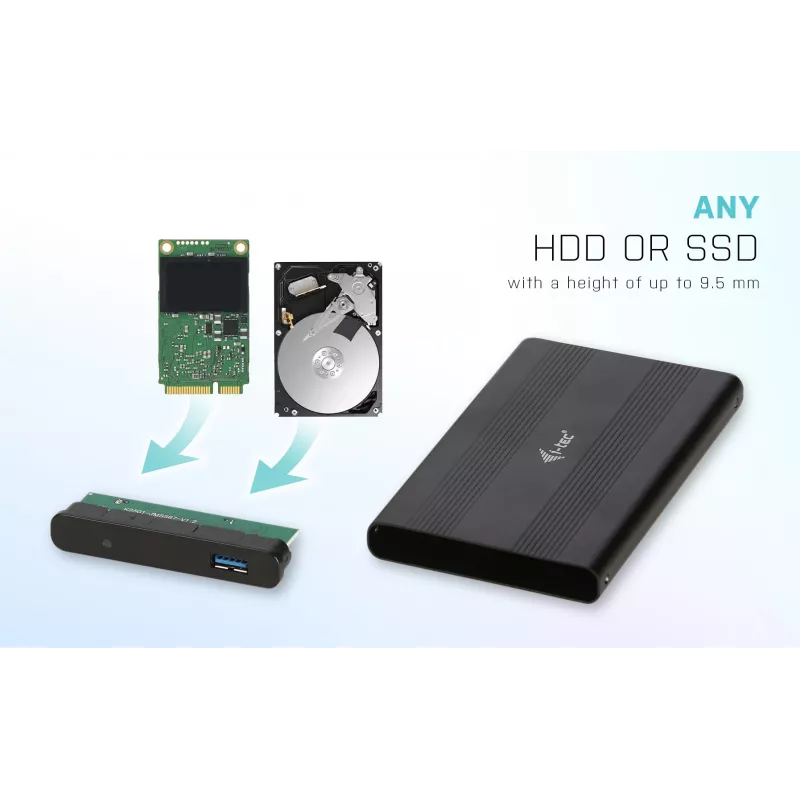 HDD/SSD dėklas i-tec Advance MySafe AluBasic 2,5 colio USB 3.0