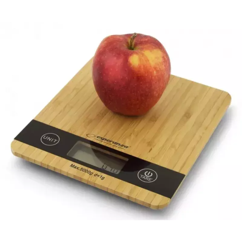 Elektrinės virtuvinės svarstyklės ESPERANZA EKS005 — 5 kg, 1 g tikslumas, bambuko platforma