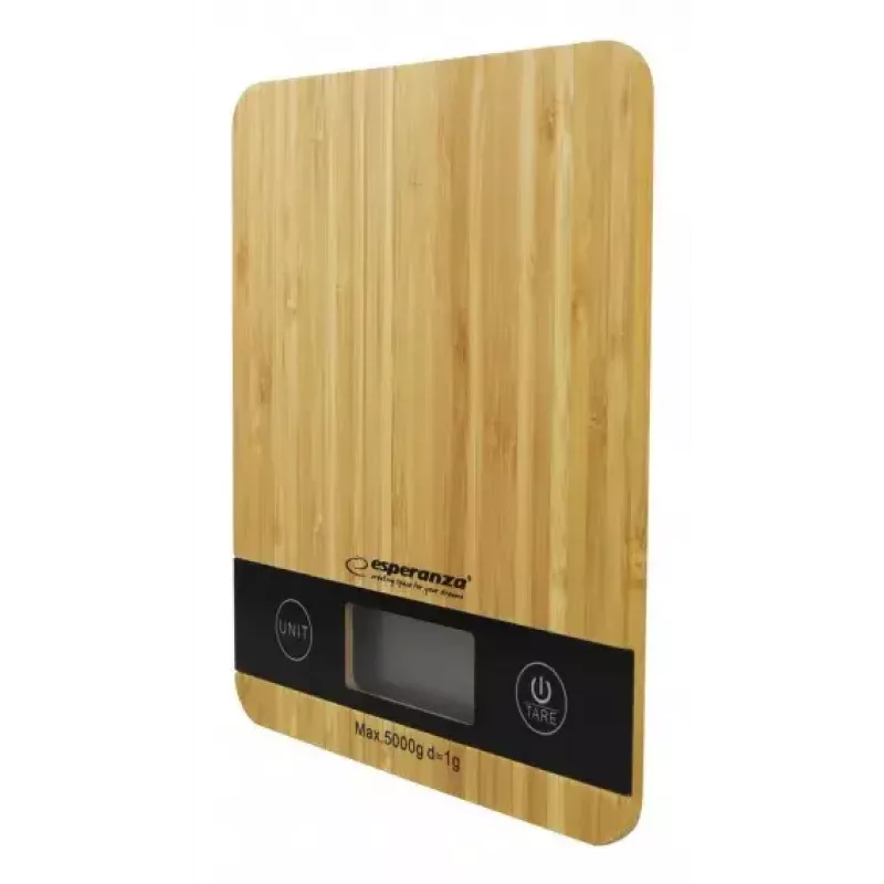 Elektrinės virtuvinės svarstyklės ESPERANZA EKS005 — 5 kg, 1 g tikslumas, bambuko platforma