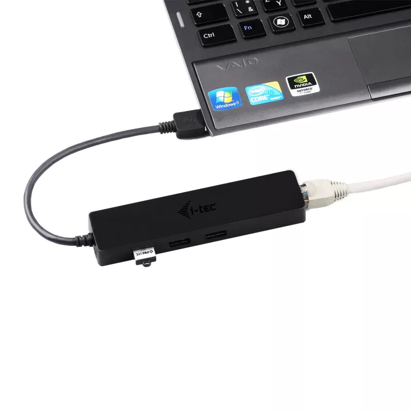i-tec Advance USB 3.0 plonas 3 prievadų USB HUB su Gigabit Ethernet adapteriu, juodas