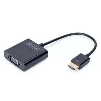 DIGITUS HDMI į VGA keitiklis, adapteris Typ A - VGA (D-Sub) jungtis, 3,5 mm garso lizdas, juodas