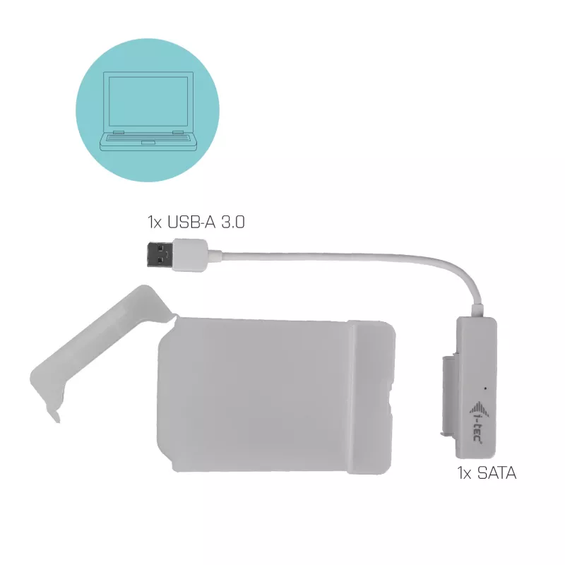 Išorinis dėklas HDD/SSD i-tec MySafe USB 3.0 Easy 2,5 colio – Baltas