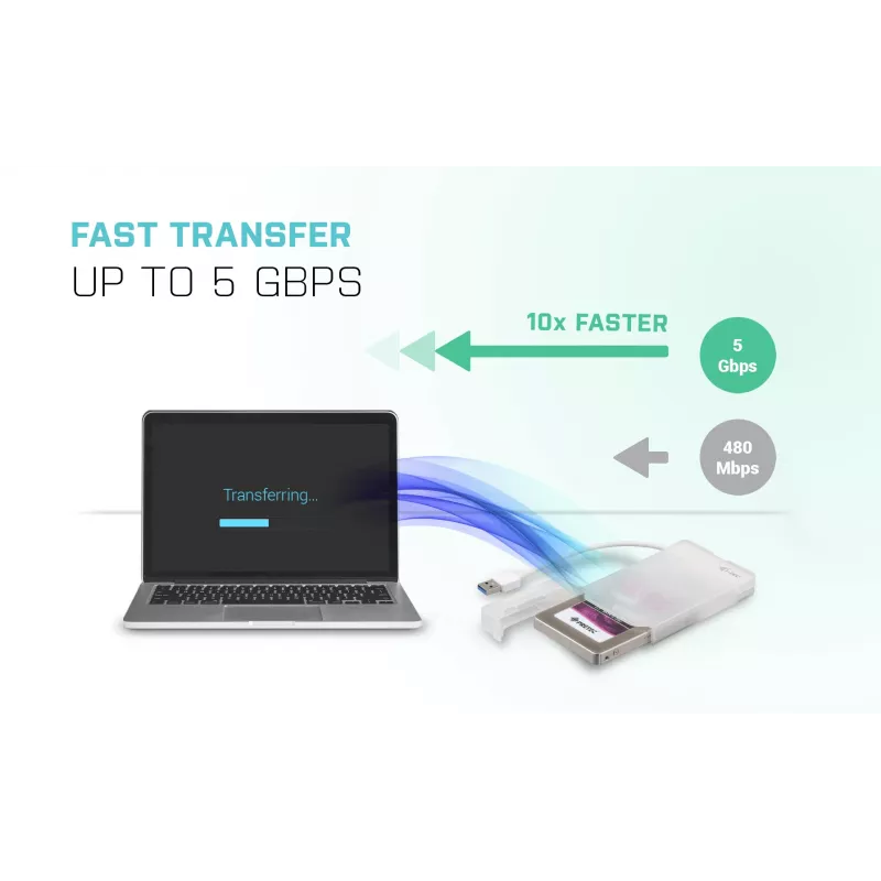 Išorinis dėklas HDD/SSD i-tec MySafe USB 3.0 Easy 2,5 colio – Baltas