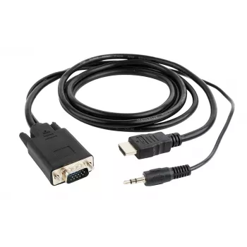 GEMBIRD HDMI į VGA ir garso adapterio laidas, vienas prievadas, 1,8 m – juodas