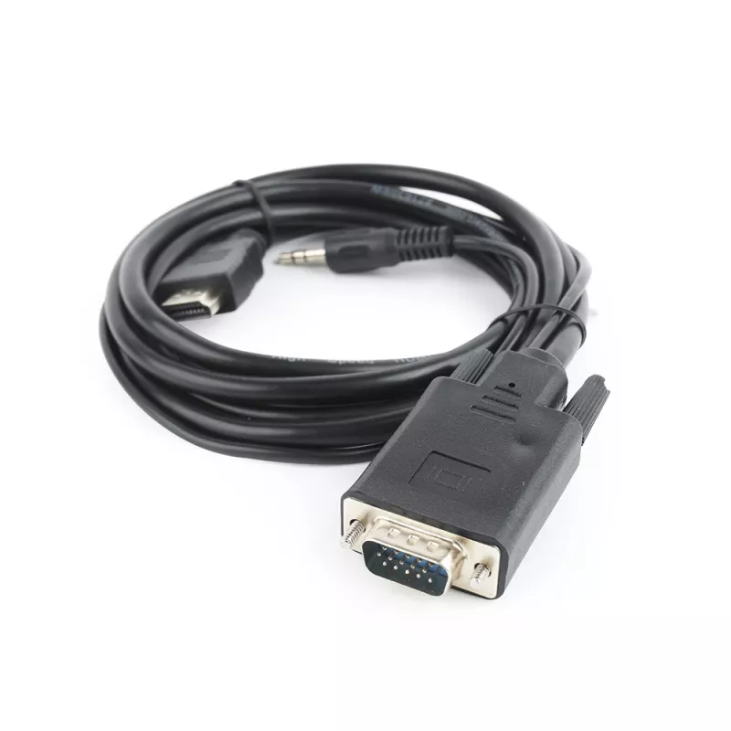 GEMBIRD HDMI į VGA ir garso adapterio laidas, vienas prievadas, 1,8 m – juodas