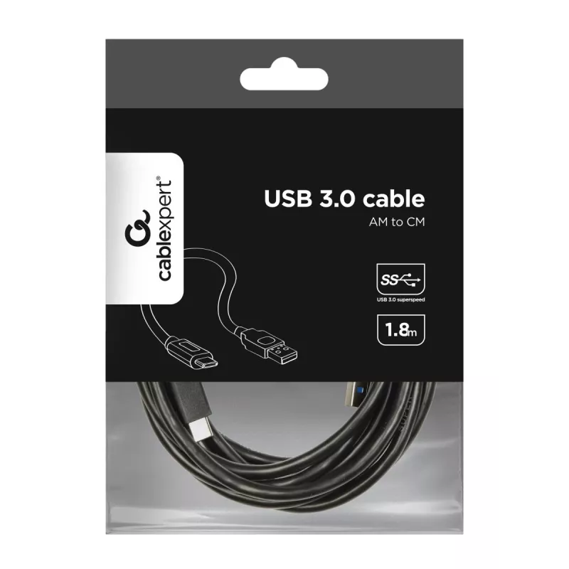USB laidas Gembird CCP-USB3-AMCM-6 USB 3.2 Gen 1 (USB-C į USB-A) 1,8 m juodas