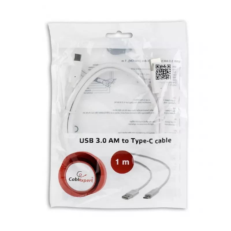 GEMBIRD USB 3.0 AM į Type-C laidas (AM/CM) 1m - Baltas