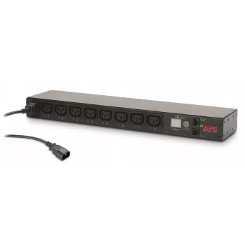 APC NetShelter perjungiamas stovo PDU, 1U, 1 fazė, 2,3kW 230V 10A arba 2,5kW 208V 12A, 8 C13 lizdų, C14 laidas