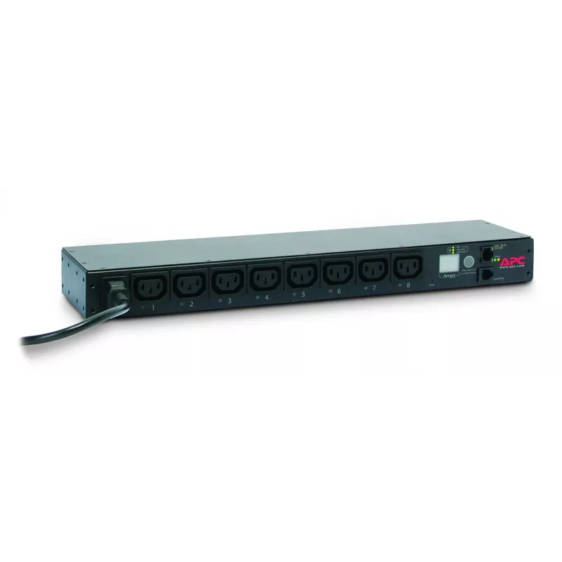 APC NetShelter perjungiamas stovo PDU, 1U, 1 fazė, 2,3kW 230V 10A arba 2,5kW 208V 12A, 8 C13 lizdų, C14 laidas