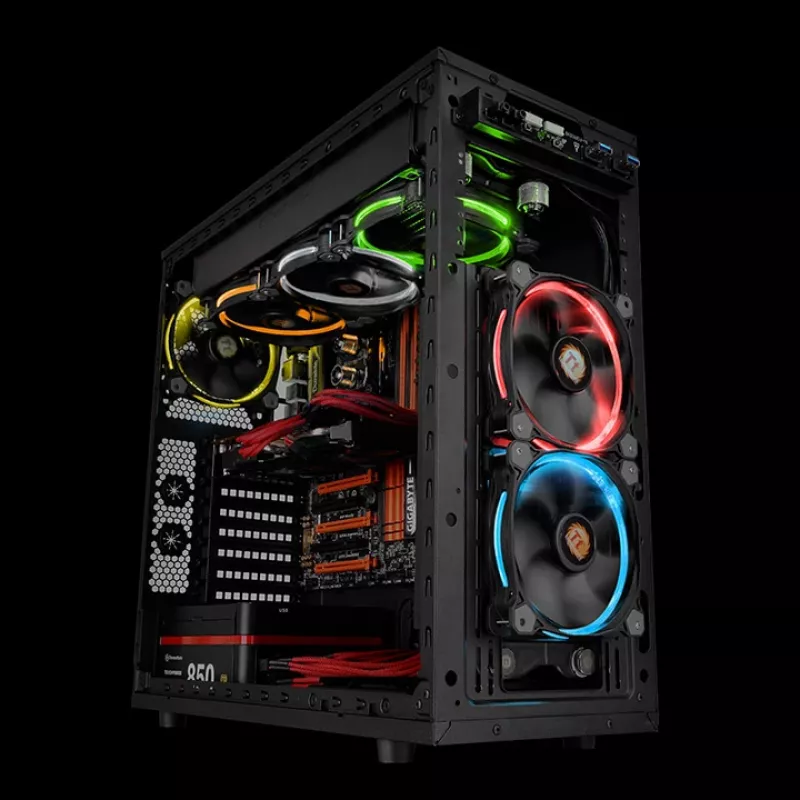 THERMALTAKE Riing 12 LED RGB 256 spalvų aukšto statinio slėgio radiatoriaus ventiliatorius (3 vnt. rinkinys)