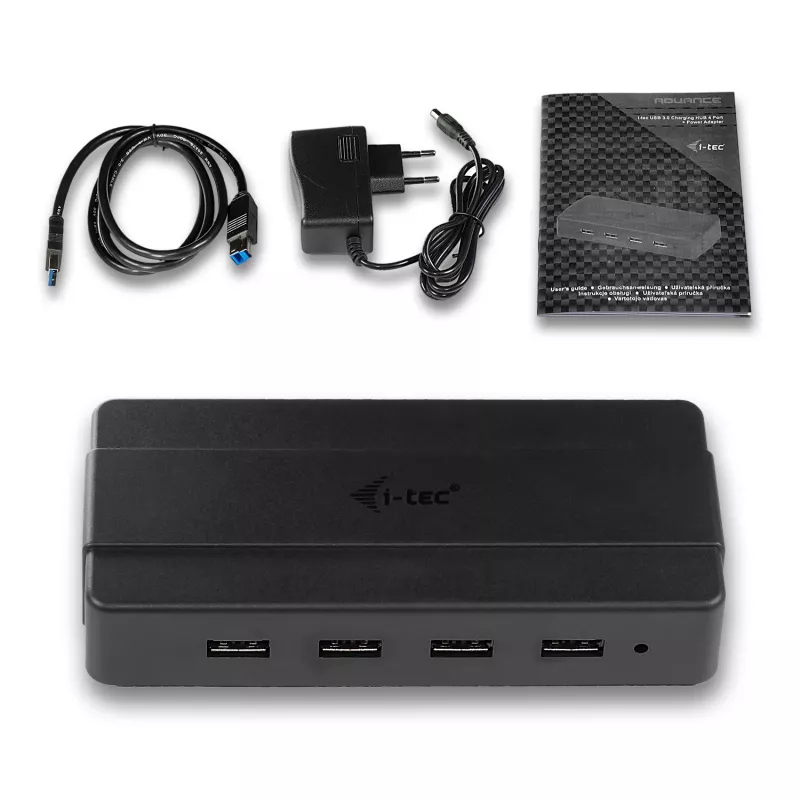 i-tec USB 3.0 įkrovimo šakotuvas 4 prievadai su maitinimo adapteriu USB 3.2 Gen 1 Type-B