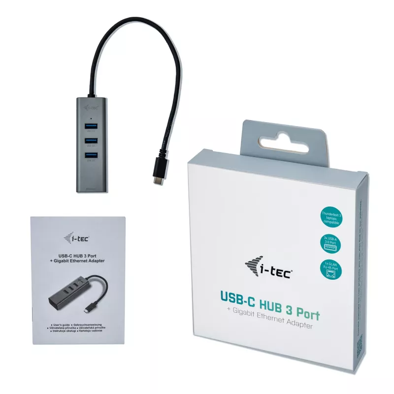 i-tec Metal USB-C HUB 3 prievadų + Gigabit Ethernet adapteris