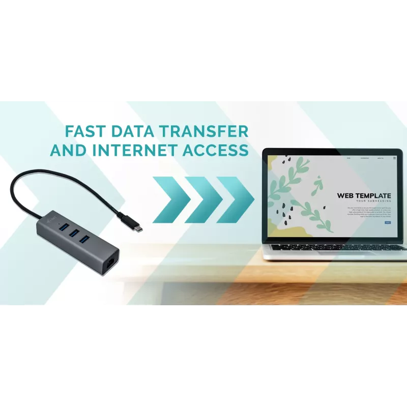 i-tec Metal USB-C HUB 3 prievadų + Gigabit Ethernet adapteris