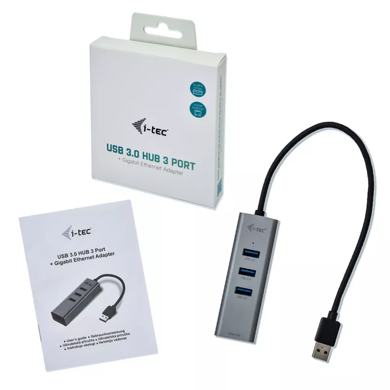 i-tec Metal USB 3.0 HUB 3 prievadai + Gigabit Ethernet adapteris