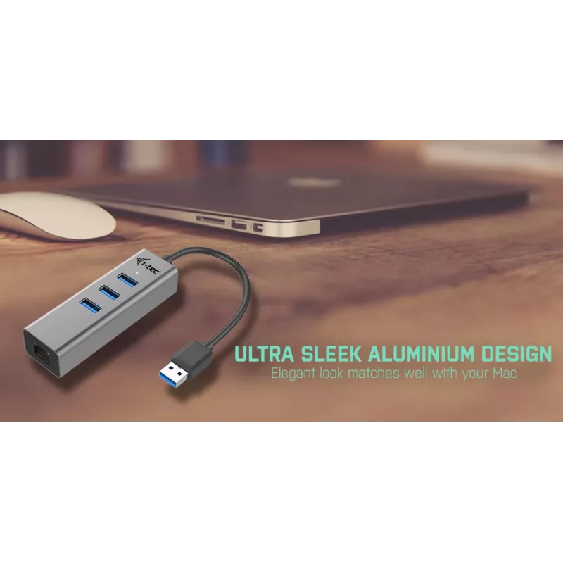 i-tec Metal USB 3.0 HUB 3 prievadai + Gigabit Ethernet adapteris