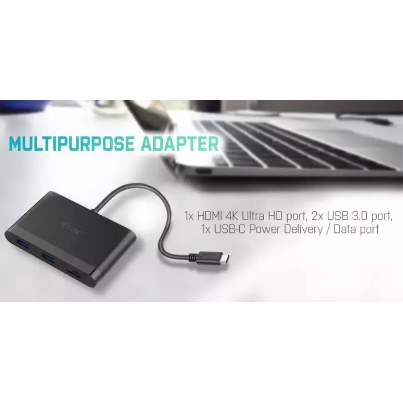 USB-C į HDMI kelioninis adapteris ITEC i-tec USB C HDMI Travel Adapter PD/Data — juodas