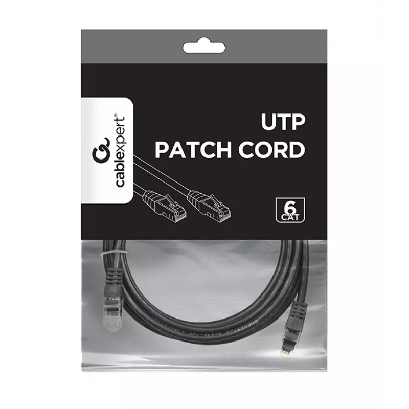 Tinklo laidas Gembird PP6U-3M/BK RJ-45 Cat6 3m Juodas