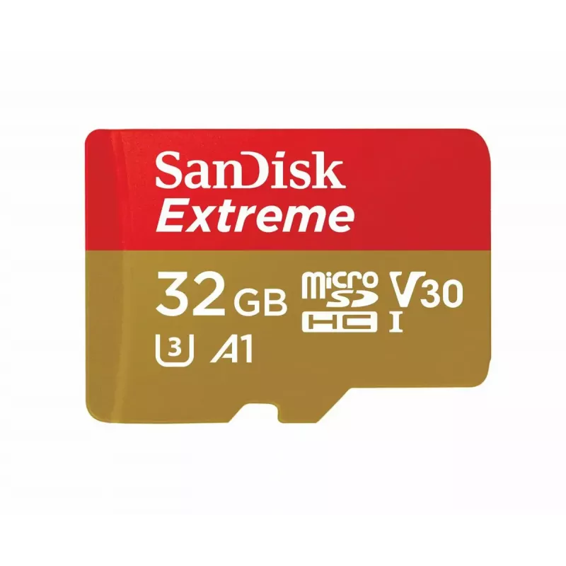 WESTERN DIGITAL SanDisk micro SDXC Extreme 32GB (A1/ V30/ U3/ UHS-I/ Cl.10/ R100/ W60) su adapteriu veiksmo kameroms