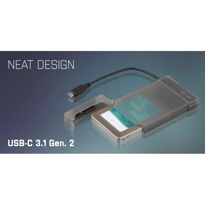i-tec MySafe USB-C 3.1 Gen. 2 easy, išorinis korpusas 2,5 inch SATA diskams, juodas