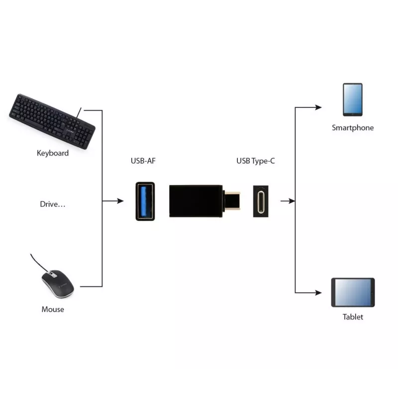 USB adapteris Gembird A-USB3-CMAF-01 — USB Type-C į USB (USB 2.0 / 3.2 Gen 1), kompaktiškas juodas