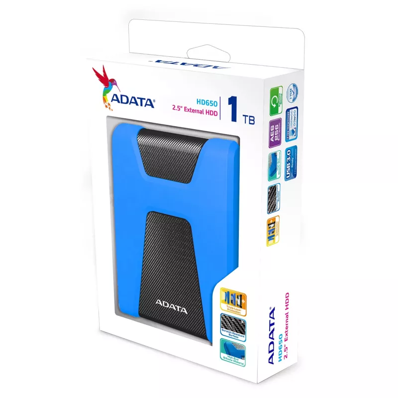 Išorinis kietasis diskas ADATA HD650 1 TB 2,5 colio mėlynas
