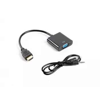 LANBERG vaizdo adapteris VGA (D-Sub) į HDMI A tipą 0,2 m juodas