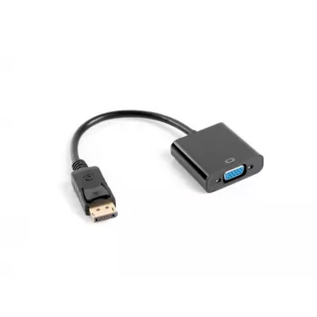 Vaizdo kabelio adapteris LANBERG AD-0002-BK – VGA (moteriška) į DisplayPort (vyriška), 0,2 m, 1920×1200@60Hz, DP 1.1a, juodas