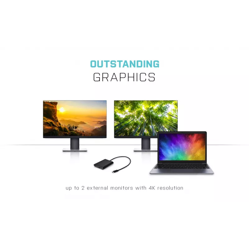 i-tec USB-C 3.1 Dual 4K DP vaizdo adapteris, 3.2 Gen 1 (3.1 Gen 1), USB Type-C, DisplayPort išvestis, 3840 x 2160 pikselių
