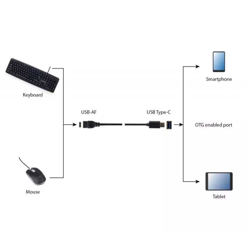 USB laidas Gembird A-OTG-CMAF3-01, USB‑C į USB‑A, 0,2 m, juodas
