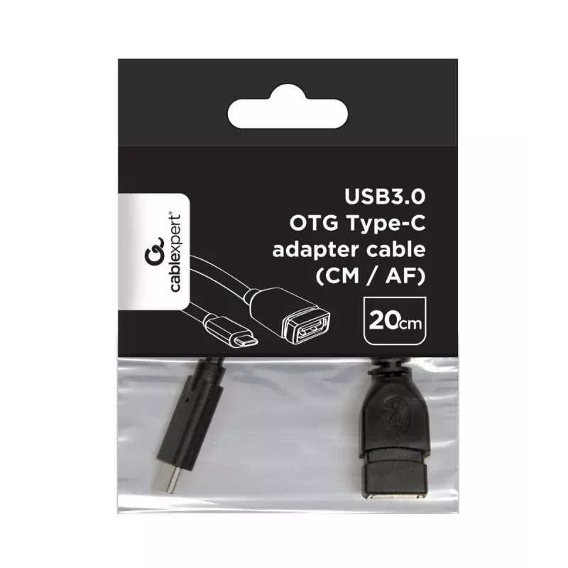 USB laidas Gembird A-OTG-CMAF3-01, USB‑C į USB‑A, 0,2 m, juodas