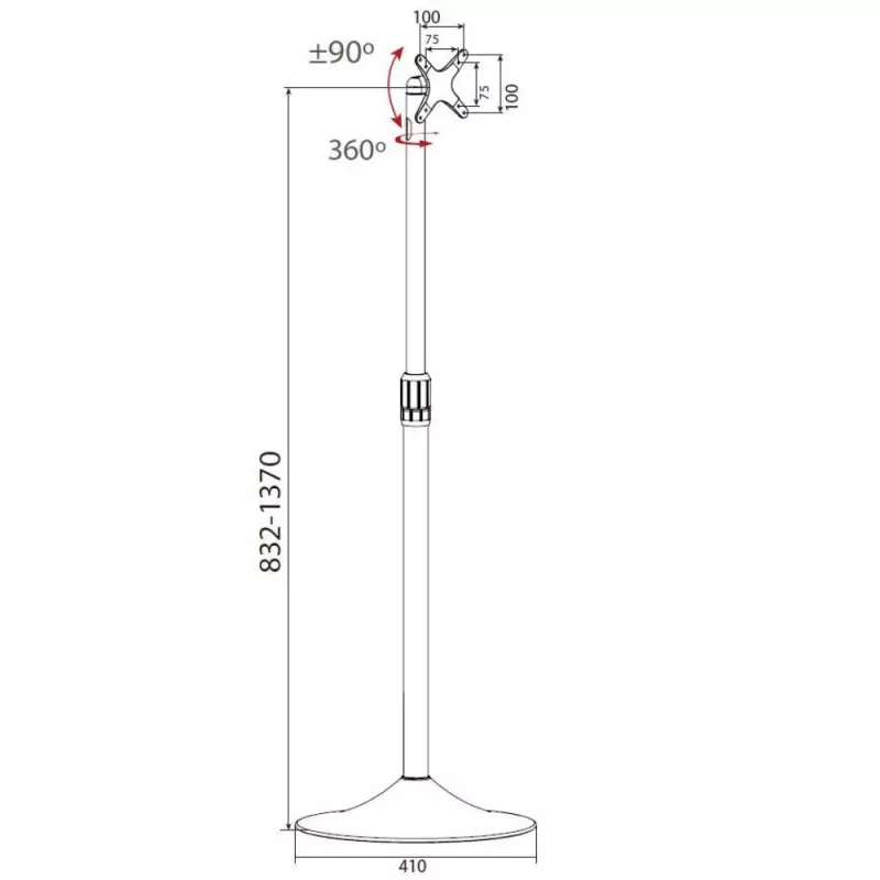 Techly ICA-TR10 laikiklis skelbimų ekranams 68,6 cm (27 col.) sidabrinis