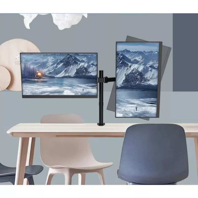 Techly ICA-LCD 482-D dviejų monitorių stovas su spaustuvu 13-27 colių