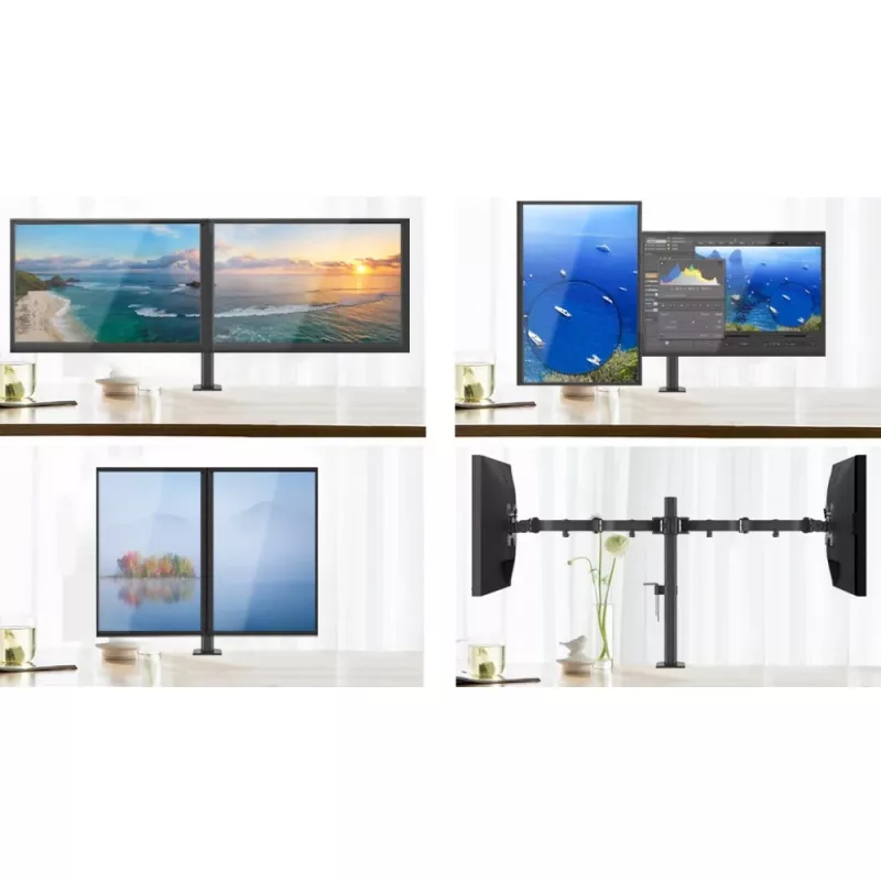 Techly ICA-LCD 482-D dviejų monitorių stovas su spaustuvu 13-27 colių